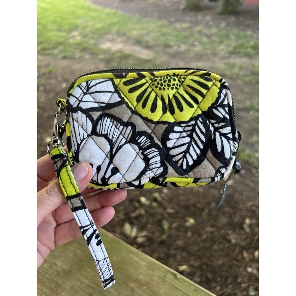 NWOT Vera Bradley neon yellow black floral Island Blooms wristlet wallet preppy